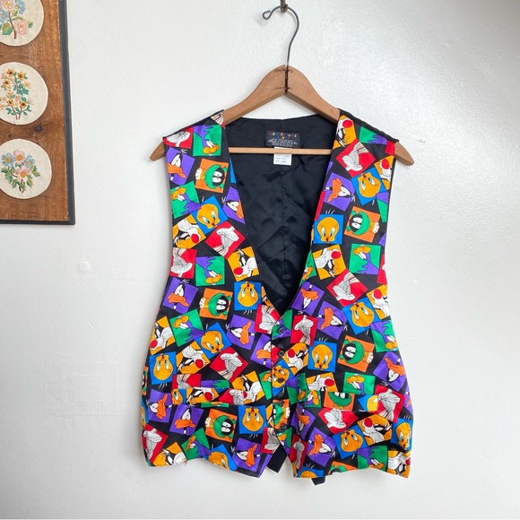 Vintage 1994 Looney Tunes Silk Waistcoat Vest - Picture 1 of 10